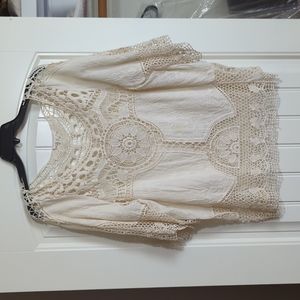Crochet macrame oversized blouse. Cute as swim cover. Size is S/M. 100% cotton